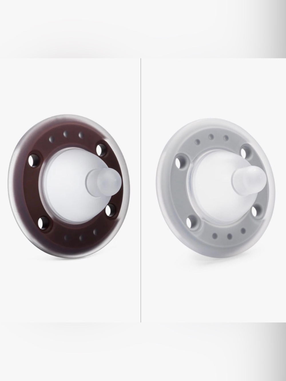 Ninni Co. Silicone Pacifier Set - Brown & Light Gray